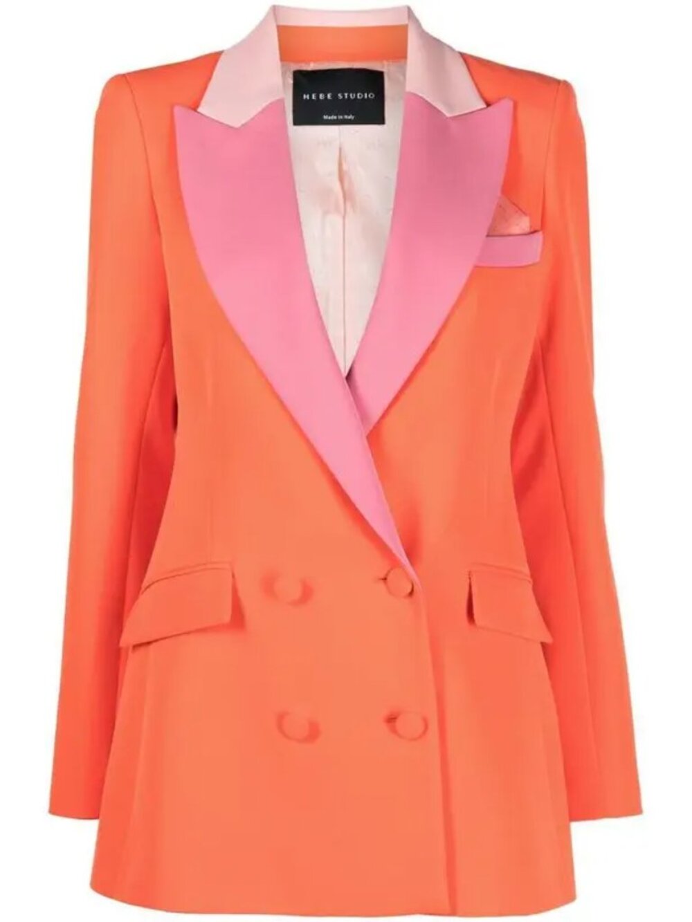 New HEBE STUDIO Orange Pink Colorblock Stretch Blazer IT 42 US 6 $1072 Italy